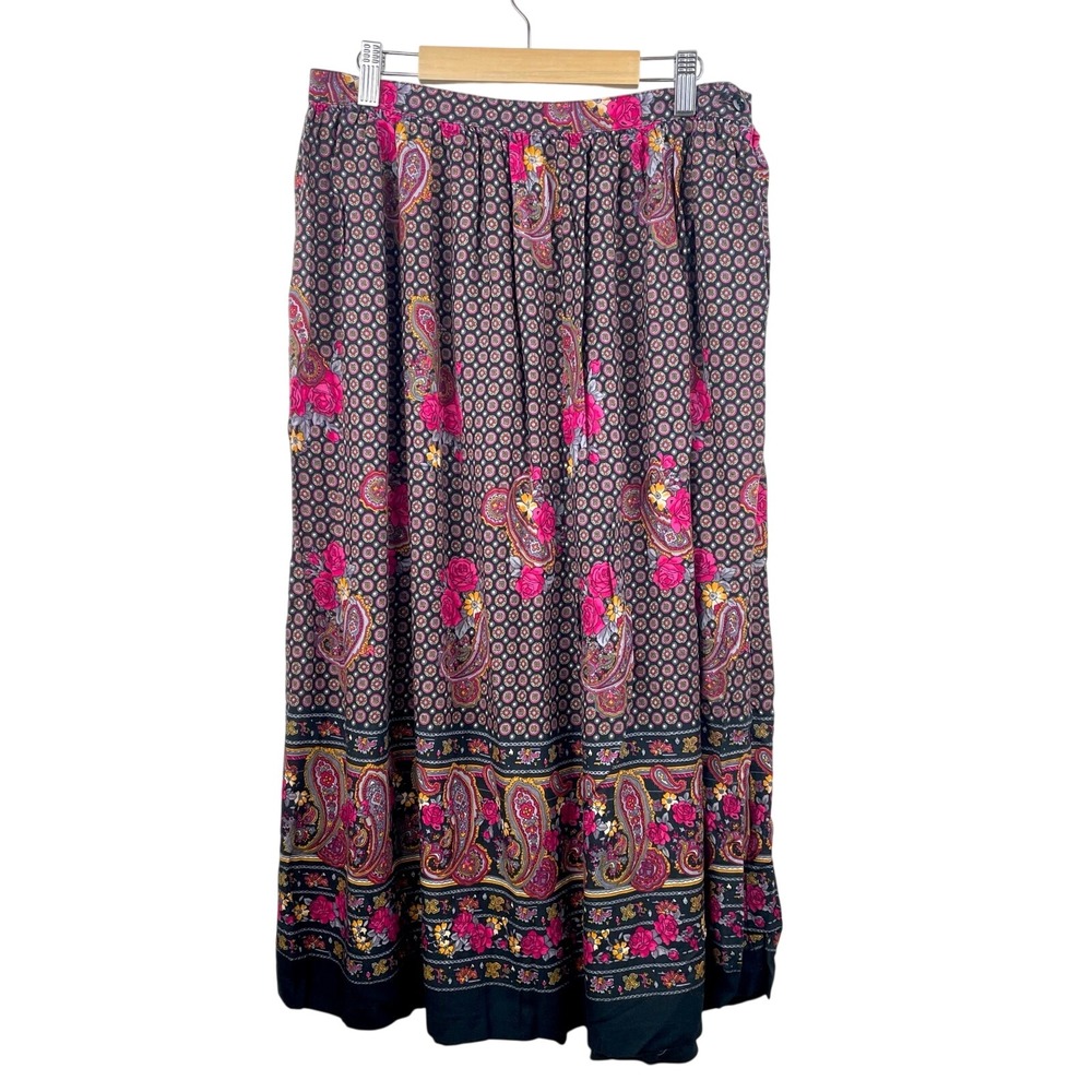 Vtg Womens Skirt Sz L Whimsigoth Fairy Grunge Indie Midi Paisley Boho Cottage